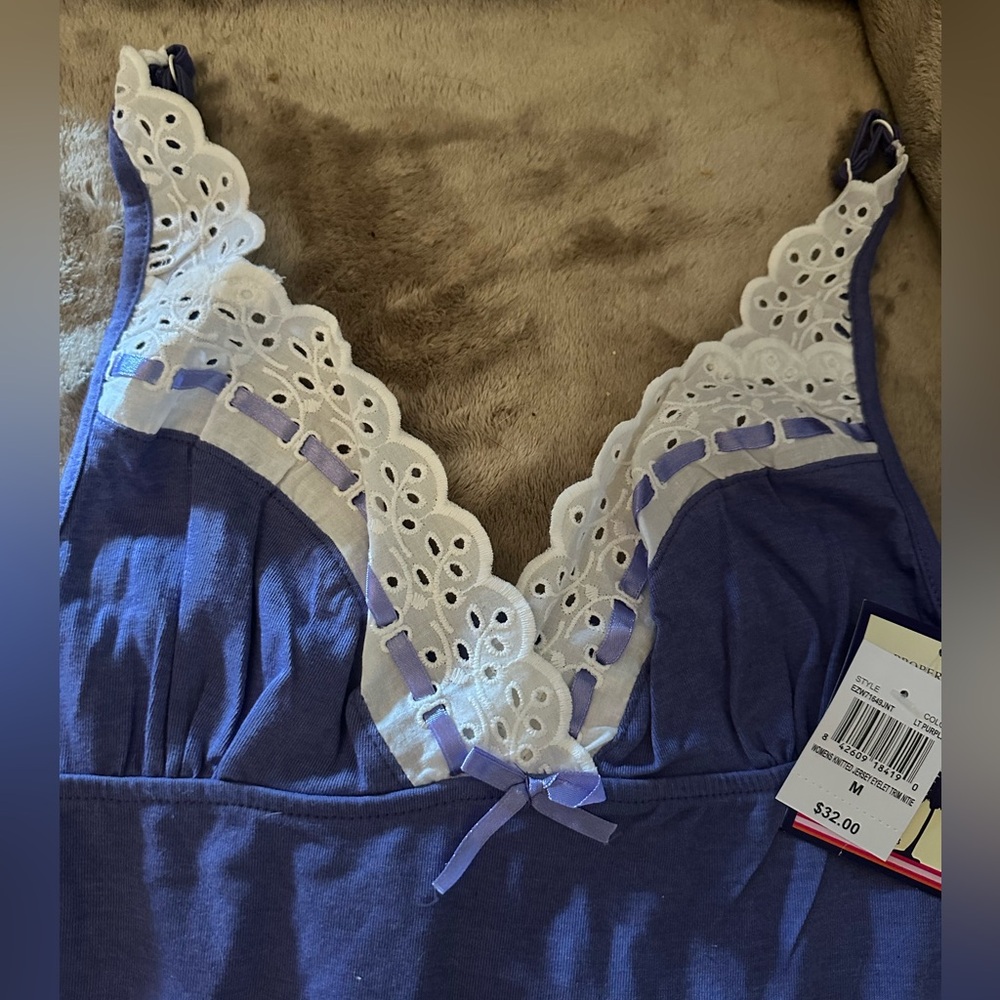 Soft Lace Trim Cotton Blend Babydoll Nightgown NEW - Picture 4 of 10